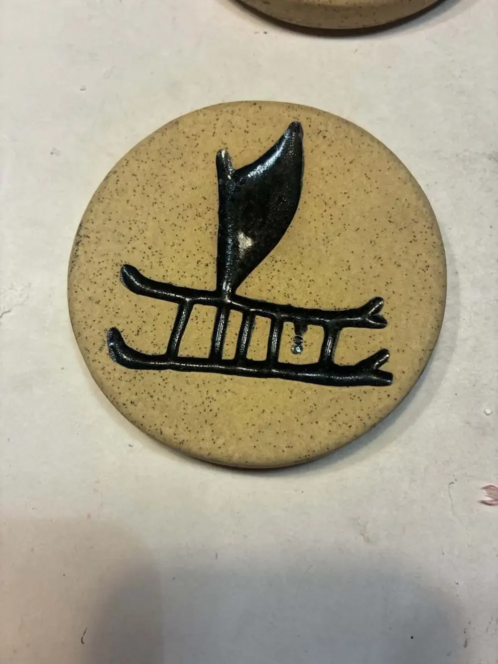 Set of 4 Artisan Ceramic Petroglyph Coasters